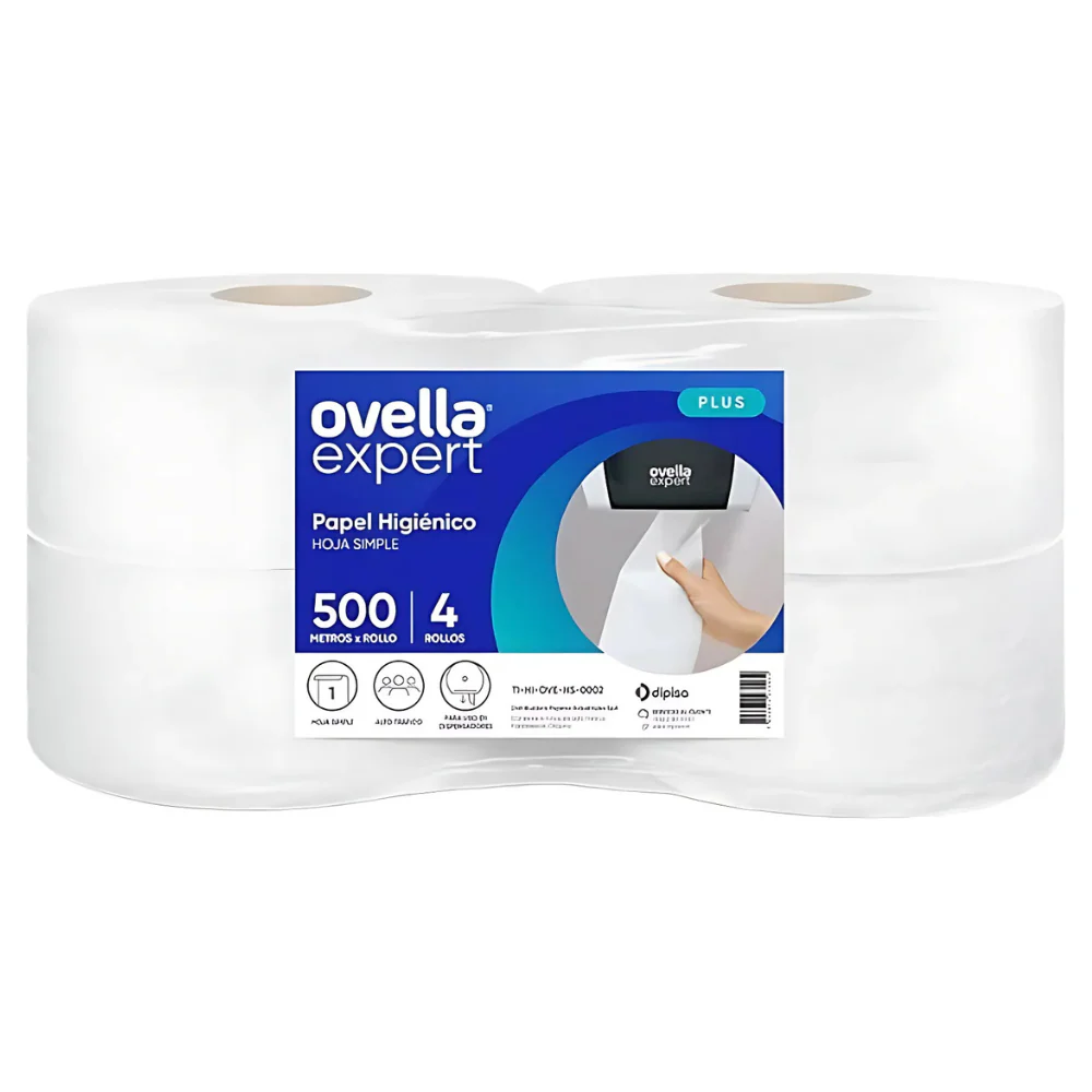 Papel Higiénico Ovella 500m Jumbo Plus 4 Rollos