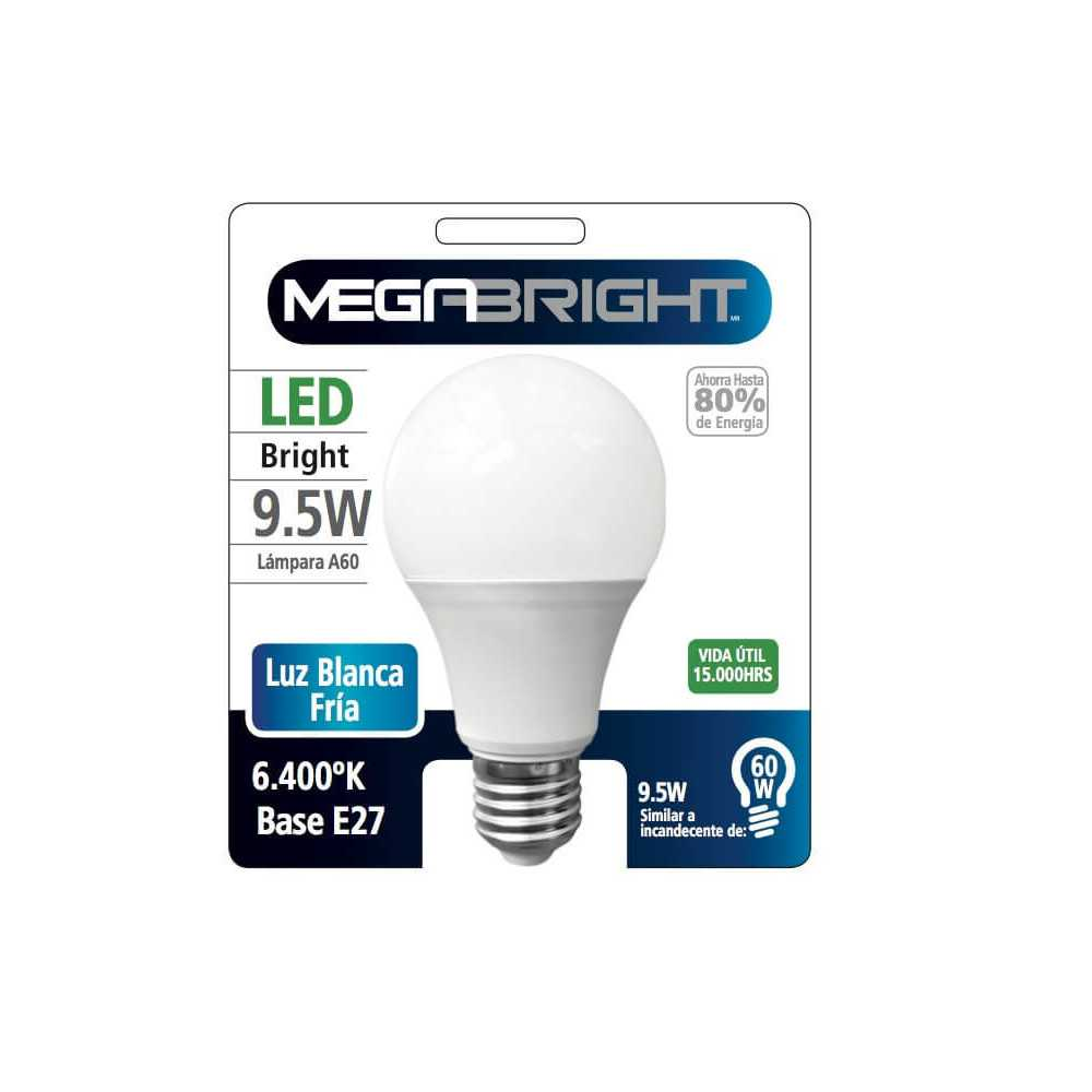 Ampolleta LED A60 9.5W Luz Fría E27