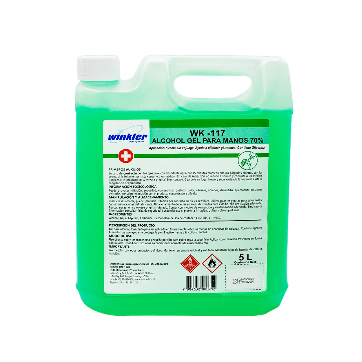 Alcohol Gel Winkler 5L | 70% Etanol Profesional