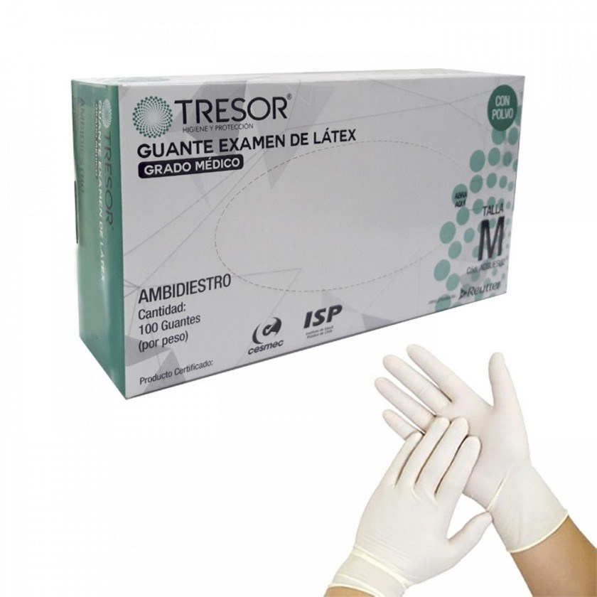 Guantes de Látex Desechables Tresor Talla M (Caja 100u)