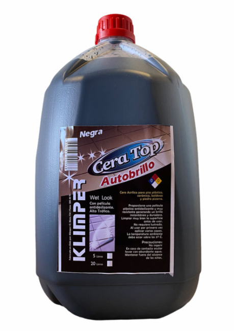 Cera Autobrillo Negra Klimper 5 L Pisos Sintéticos