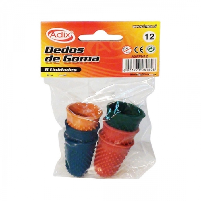 Dedos de Goma N°12 Adix Pack 6 Unidades