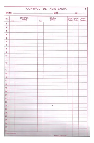 Libro Asistencia REM 100 Hojas