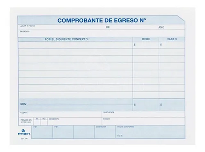 Formulario Egreso RHEIN | Hoja Contabilidad