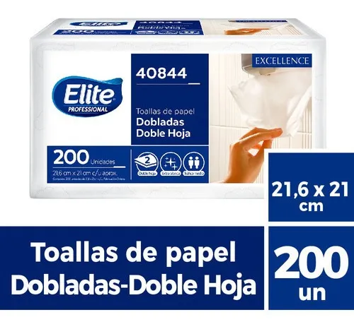 Toalla Interfoliada Elite D/H Blanca 200 Hojas